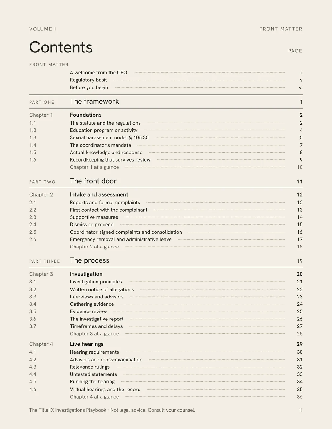 Sample page 2 of 4 from The Title IX Investigations Playbook