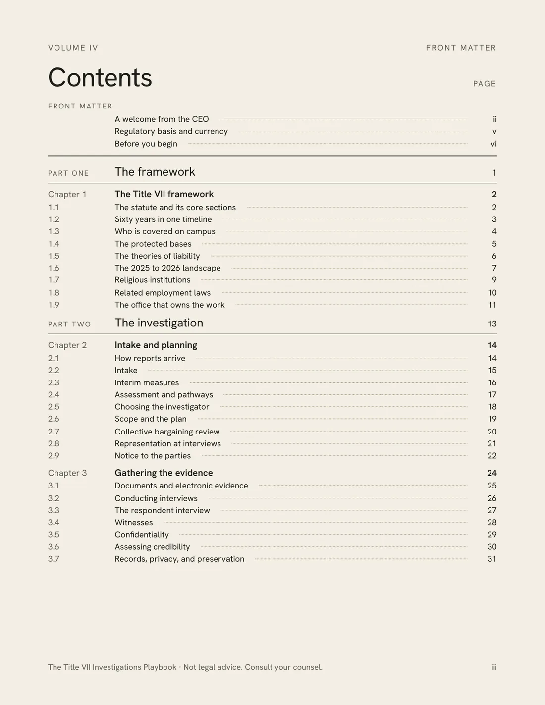 Sample page 2 of 4 from The Title VII Investigations Playbook